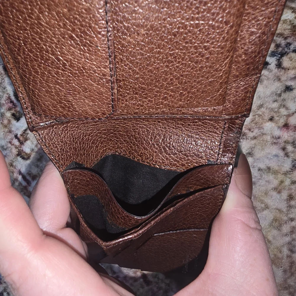 Salvatore Ferragamo Brown Pebbled Leather Bifold Wallet